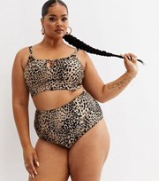 New Look Go Wild Brown Leopard Print Bikini Bottoms
